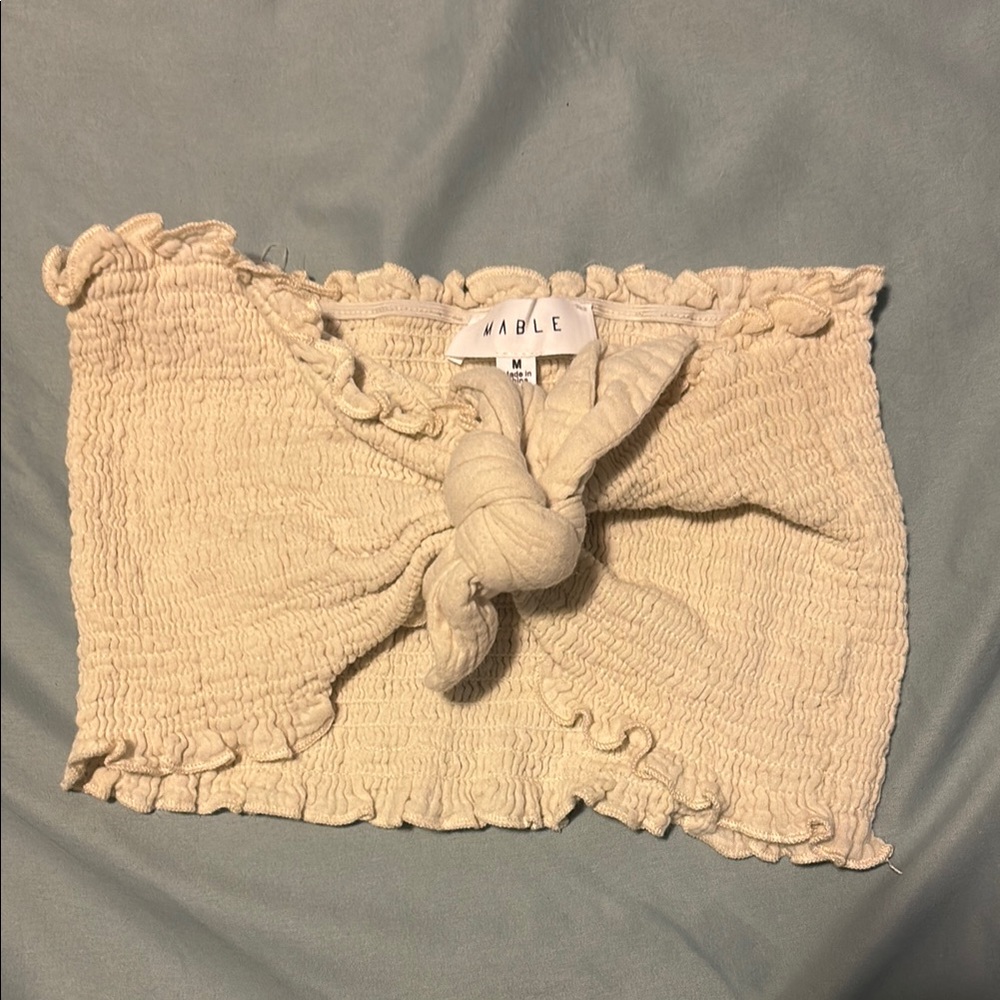 Mable Cream Smocked Tube Top